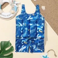 18M-5T Boys Buoyancy Swimsuits for Kids Floating Rash Guards Cartoon Print One-piece Swimsuit Children Bathing Suit Swimwear 1