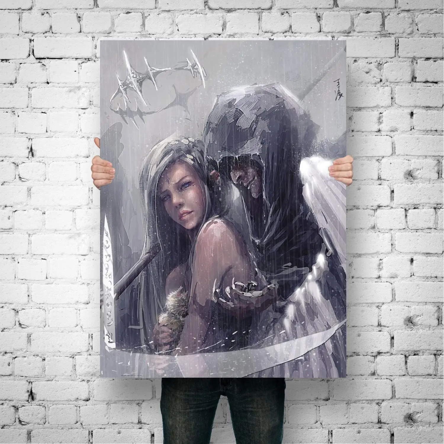 Anjos da morte cartaz anime pintura em tela estilo moderno imagem da parede  para sala de estar decoração casa - AliExpress