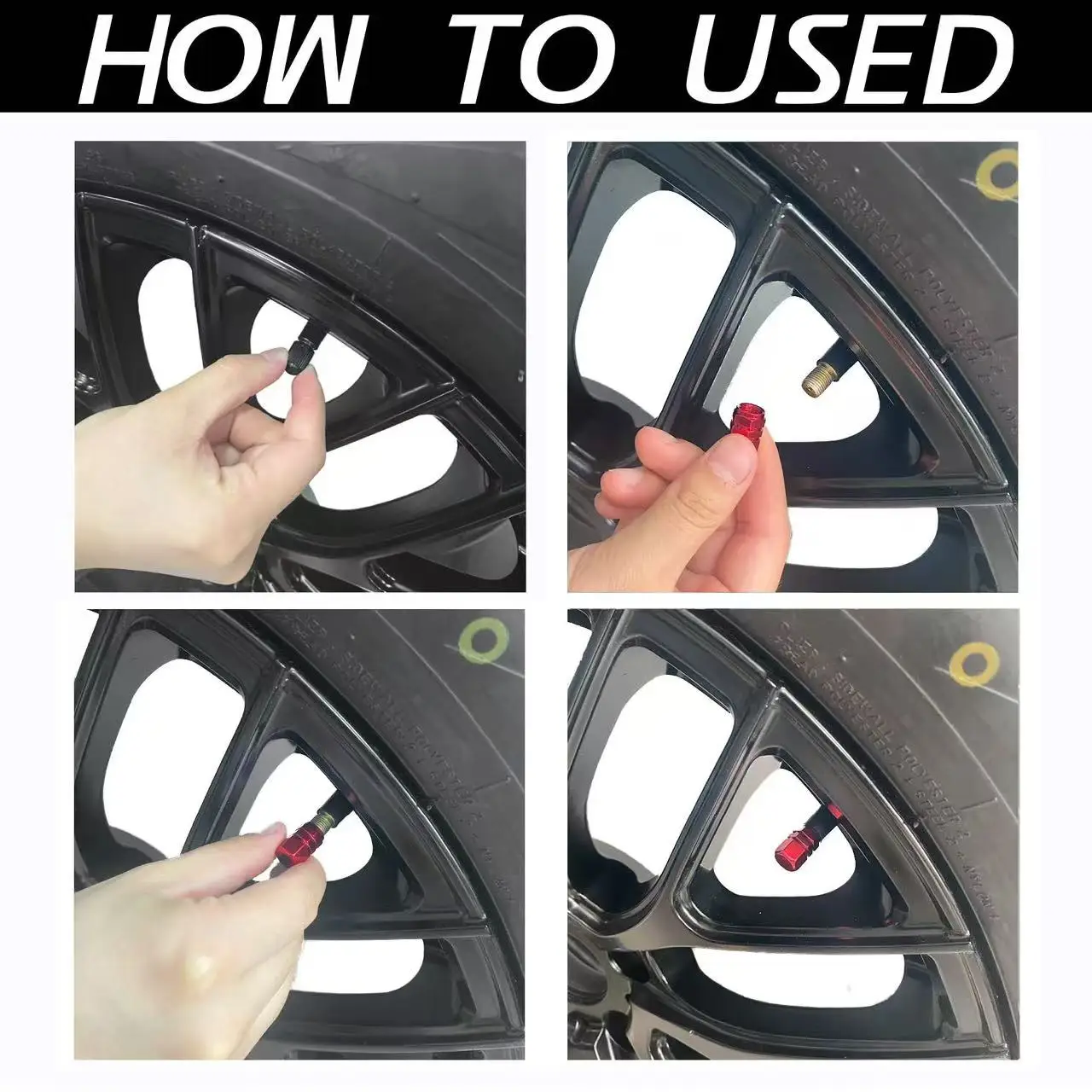 4PCS 다채로운 외계인 자동차 휠 타이어 밸브 캡 스템 에어 커버 자동차 스타일링 트럭 자동차 오토바이 자전거 액세서리