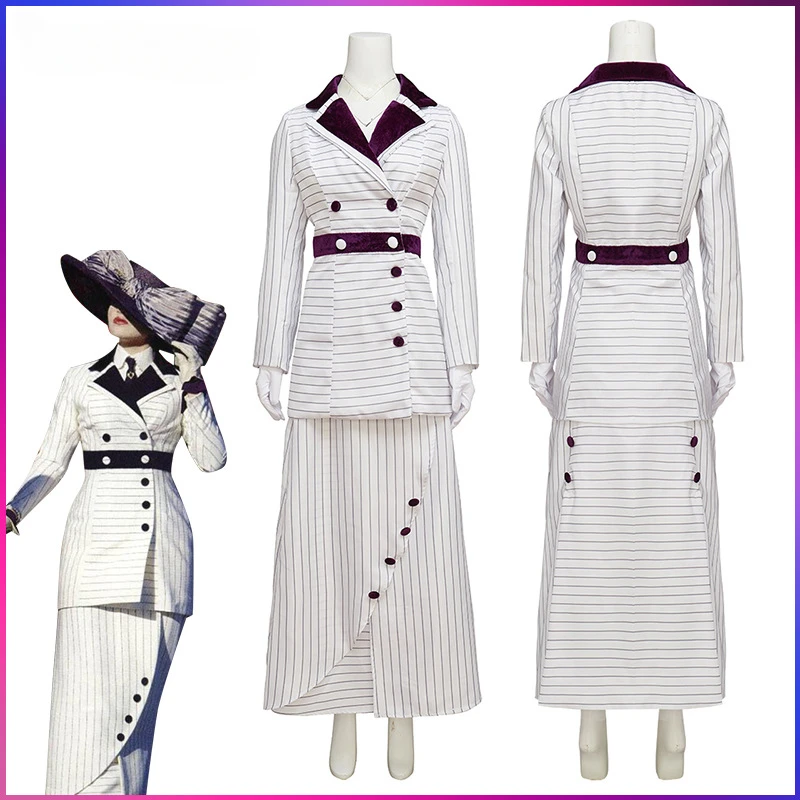 

Cosplay Film Titanic Heroine Rose DeWitt Bukater White Elegant Women's Sets Daily Party Performance Striped Fashions Suit Dress