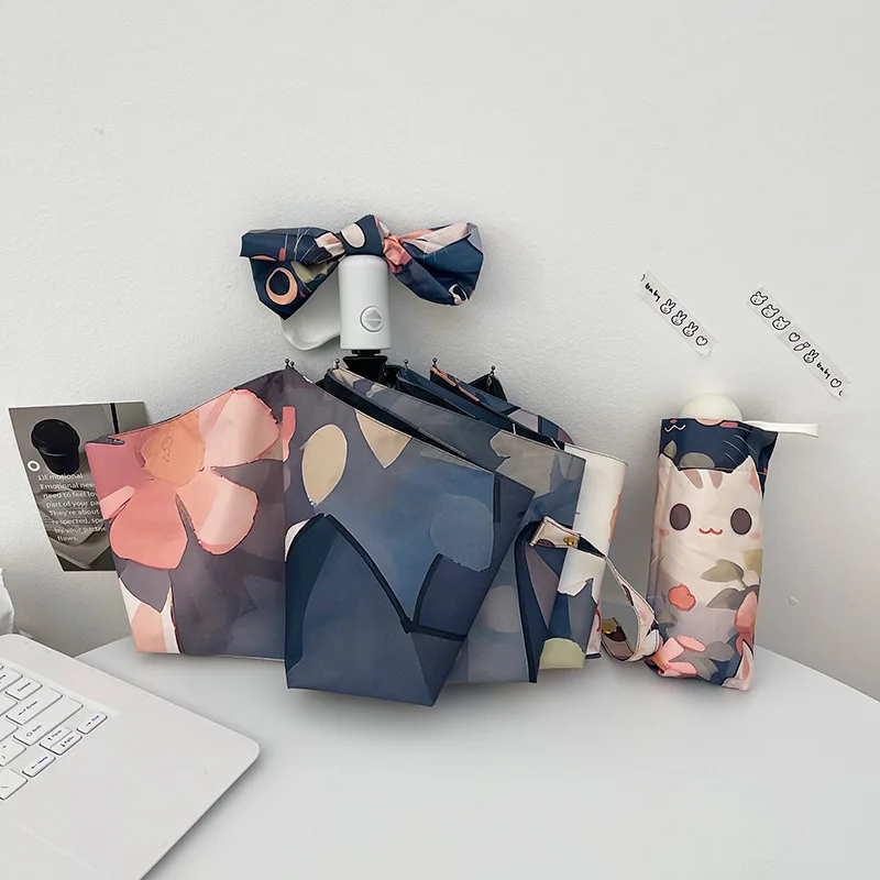 Cartoon Cat Umbrella Strong Stand Smart Umbrella Full Automatic UV Protection Mini Parapluie Anime