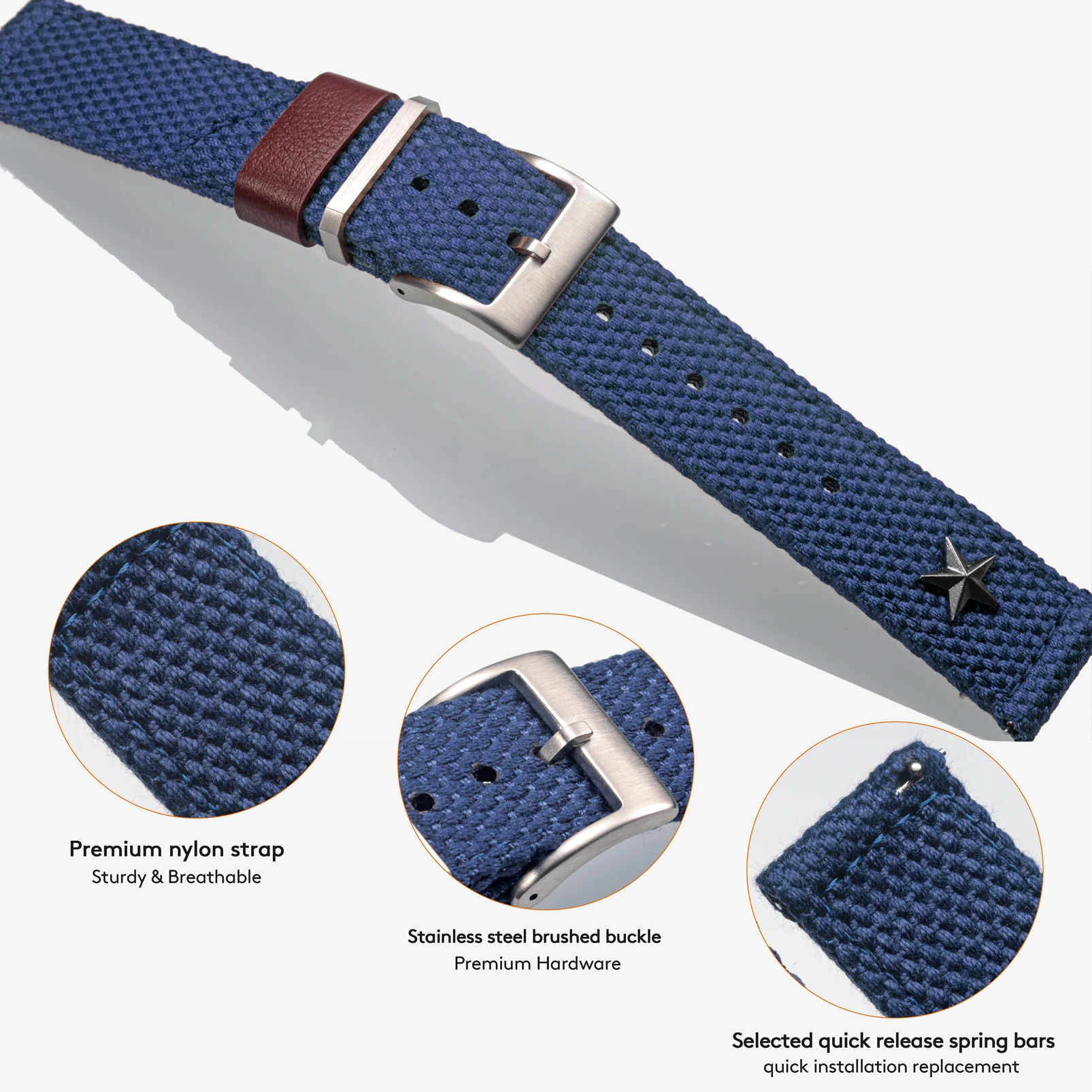 Hemsut Vintage-Style Quick Release Military Canvas Watch Band