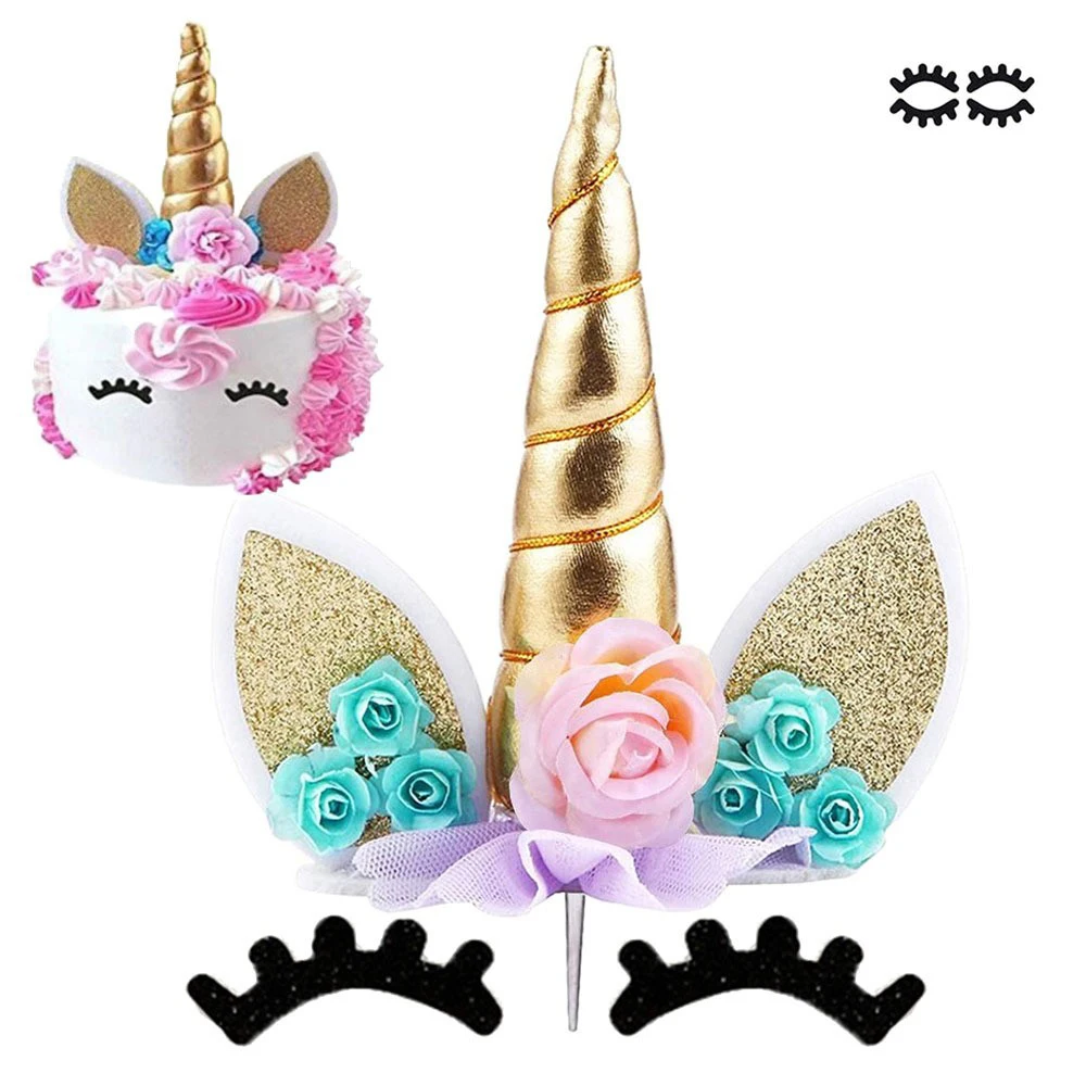 Cake Topper Unicorn Cake Topper Birthday Party Supplies Decorations for Girls First Birthday Eyelashes