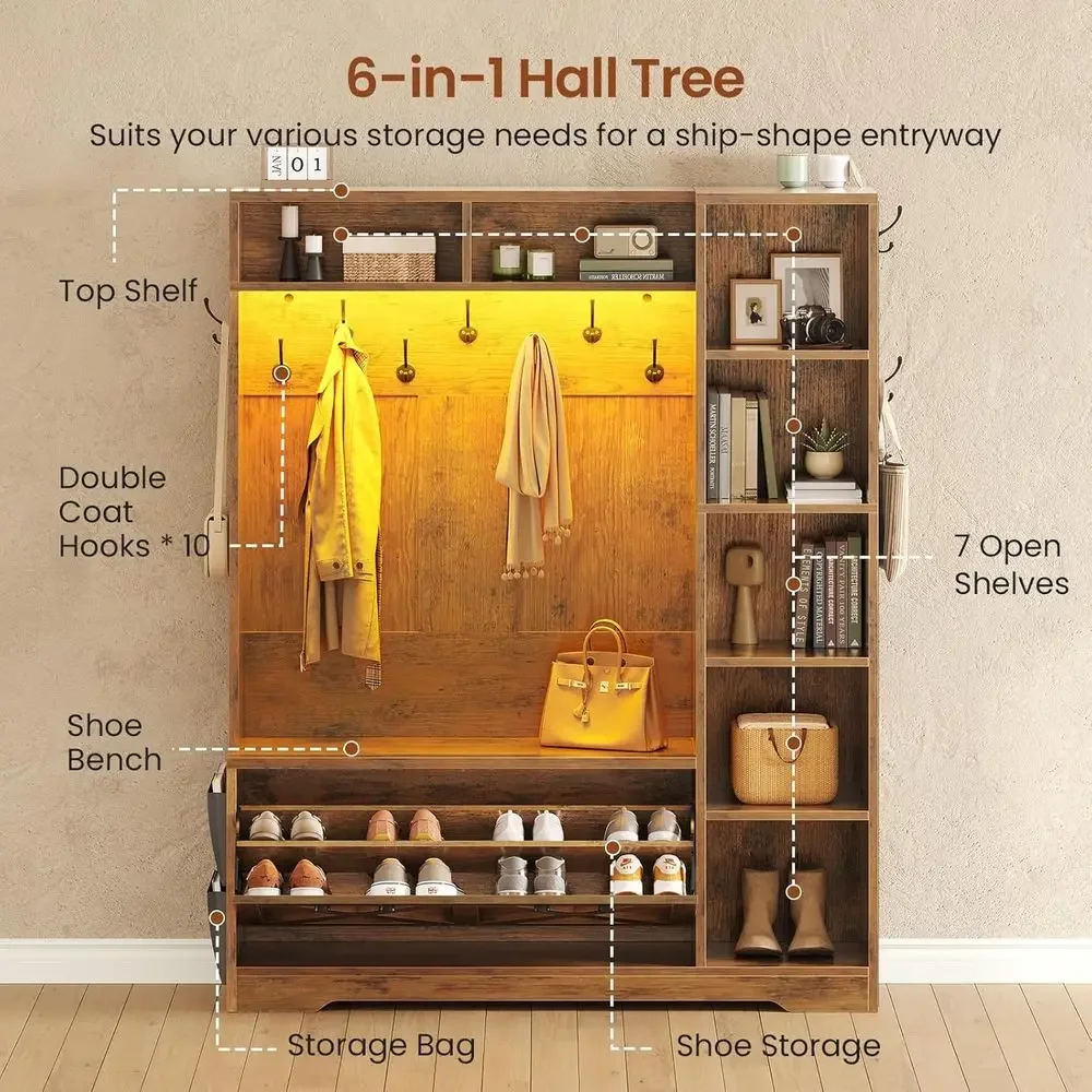 LED Hall Tree with Storage 2