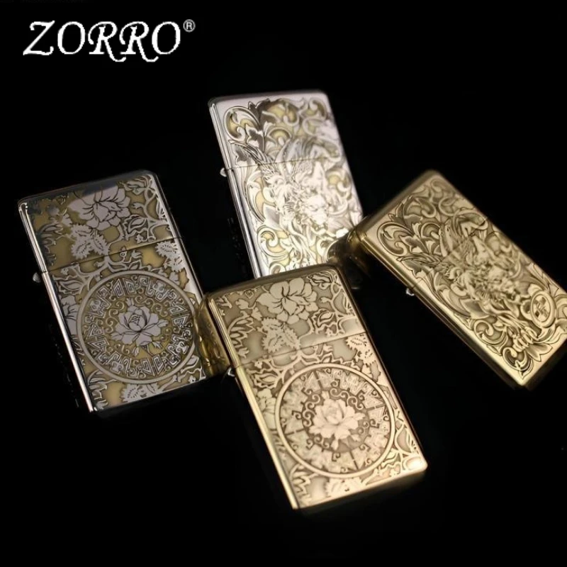 新品未使用繁原修丸作     香炉 ZORRO's New Z790 Original Copper Kerosene Lighter, Peony
