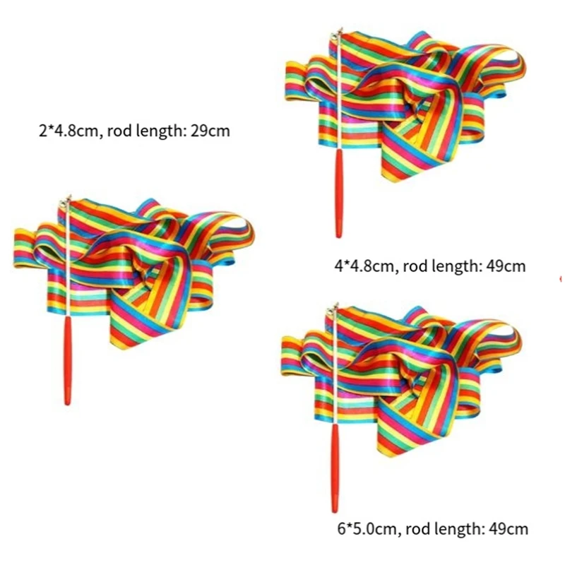

Ribbon Dance Rainbow Ribbon Children's Dance Gymnastics Rhythm Stick Gymnastics Rope Sporting Goods (2M)