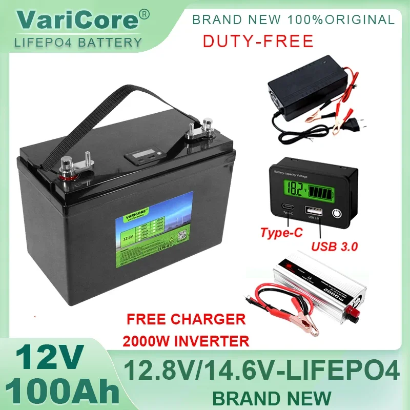 12V/12.8v 120ah 180ah LiFePO4 Battery Outdoors Touring Car Multifunctional USB T