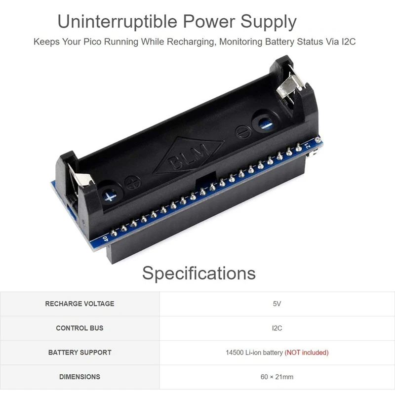 Waveshare UPS  ͸ ,   ڿ,    ġ , I2C ̽, 5V  
