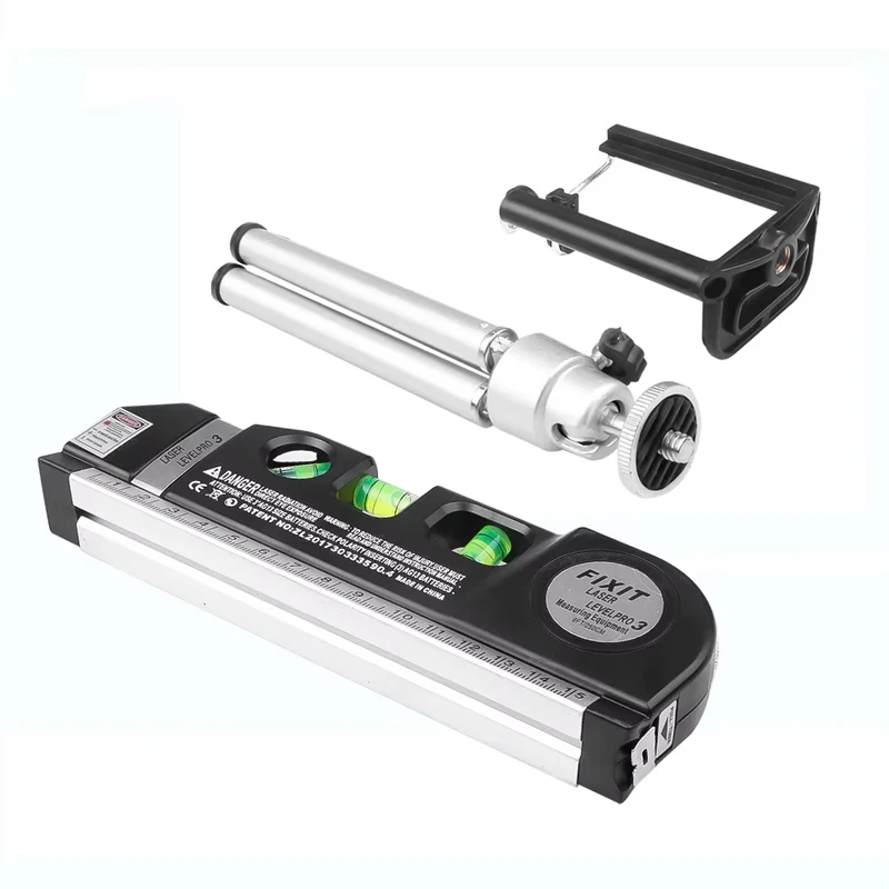 New Laser Level Line Tools and Tripod Multipurpose Adjustable Laser Level Kit Standard Cross Line Lase 8 Feet Measure Tape Ruler