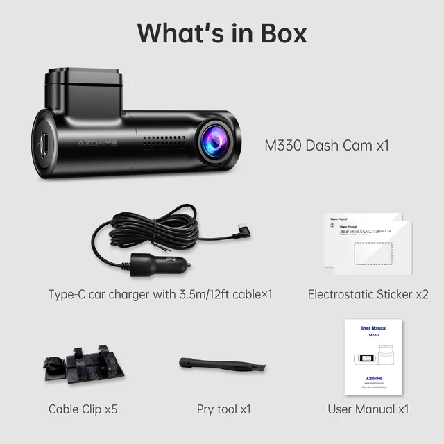 AZDOME M301 2K Dash Cam Front and Rear, Built in WiFi, Dual Dashcams for  Cars, Voice Control Car Camera with UHD 1440P, Night Vision, G-Sensor