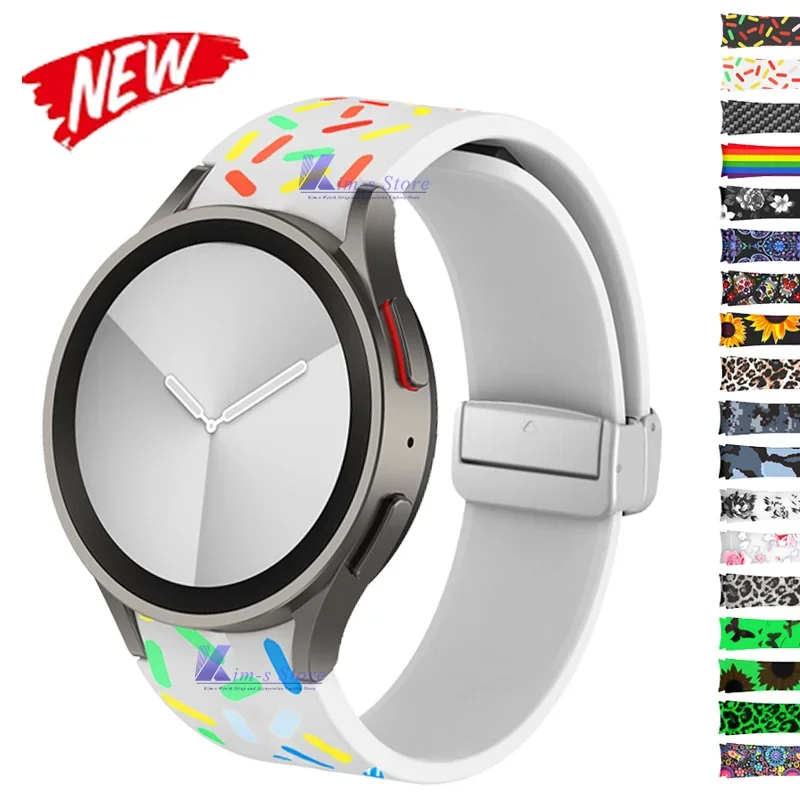 

Silicone Strap For Samsung Watch 5 Pro 45mm 4/5 40 44mm Magnetic Buckle Band for Galaxy Watch 4 classic 42 46mm Sport Bracelet