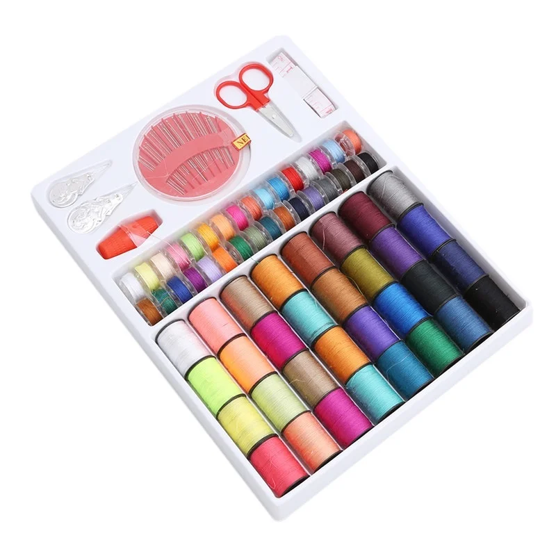 64 Spools Craft Scissor Stitches Needles Tools Sewing Machine Accessories Multicolor Sewing Threads Sewing Tools Kit Sewing Box - 6