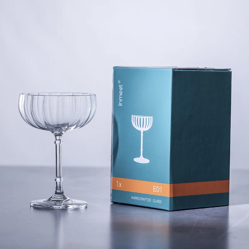 Inmeet Striped high footed cocktail glass, champagne glass, red wine glass cup，High quality home tasting cup