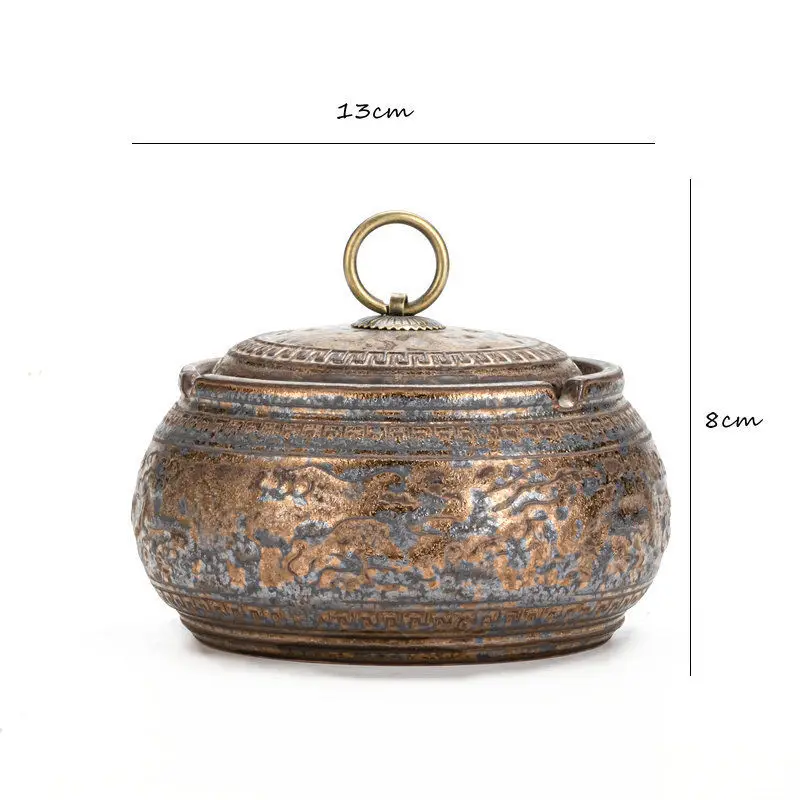 Japanese style rusty ceramic ashtray smoke cup home living room decoration office tea desktop ornaments
