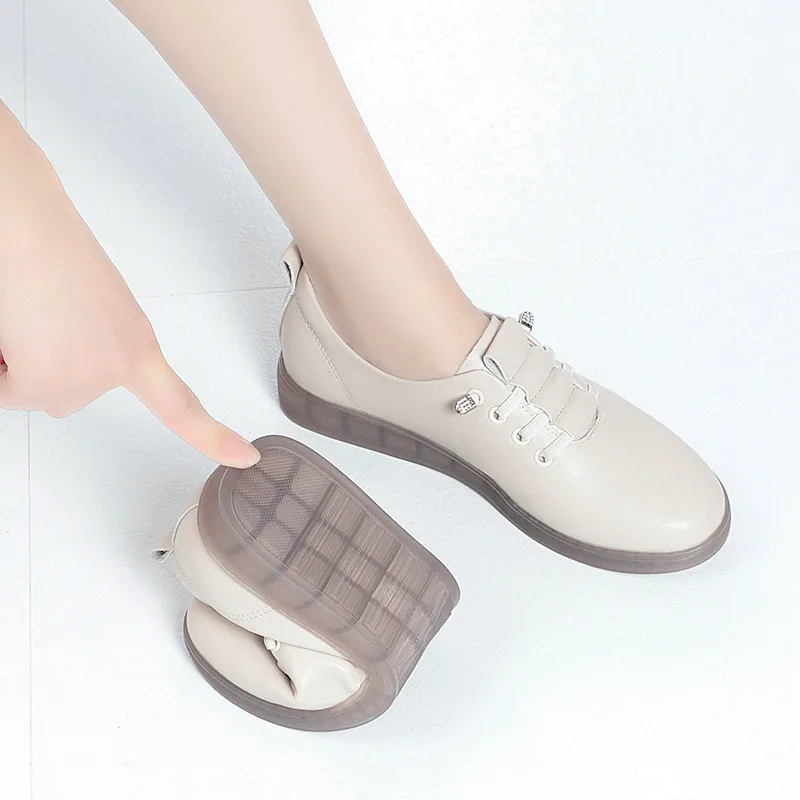 Women's Casual Leather Shoes Spring/Autumn/Winter Anti-slip Soft Bottom Leather Oxford Soft Sole Comfortable Versatile Shoes New