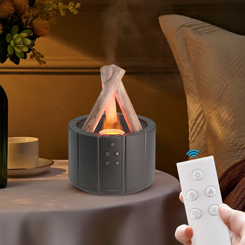 250ml Bonfire Aromatherapy Essential Oil Diffuser Auto Shut-Off Cool Mist Humidifier with Remote Control for Home Bedroom Office