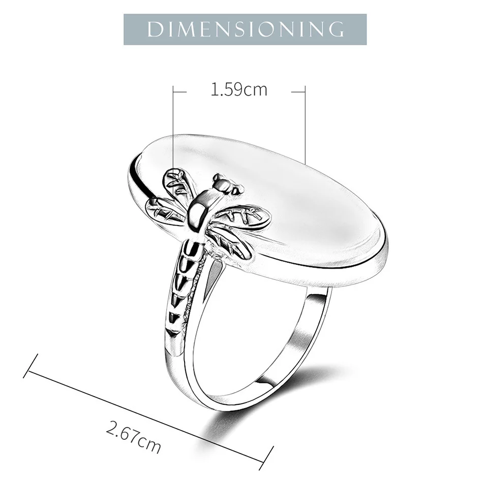 Silver Dragonfly  Sea Shell Ring