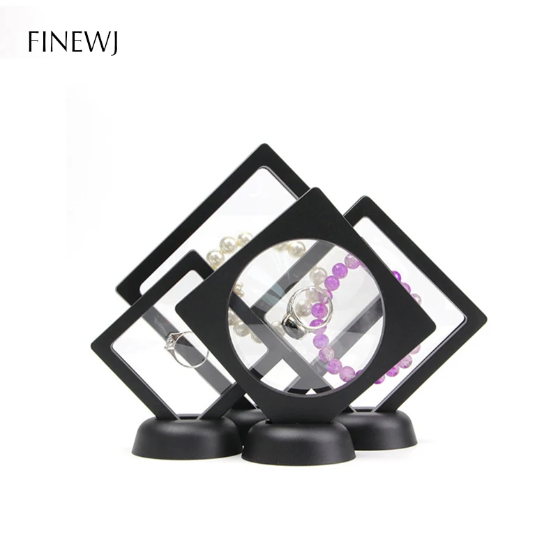 Jewelry Display Frame 3D Floating Picture Shadow Box Stand Rack Coin Ring Pendant Holder Protection Gems Stone Case