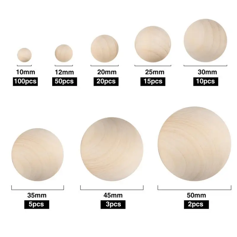 Description Picture 3 of item2-100pcs 10-50mm Natural Wooden Ball Without Hole Round Wooden Solid Wood Handmade DIY For Jewelry Making Carving Paitning Craft
