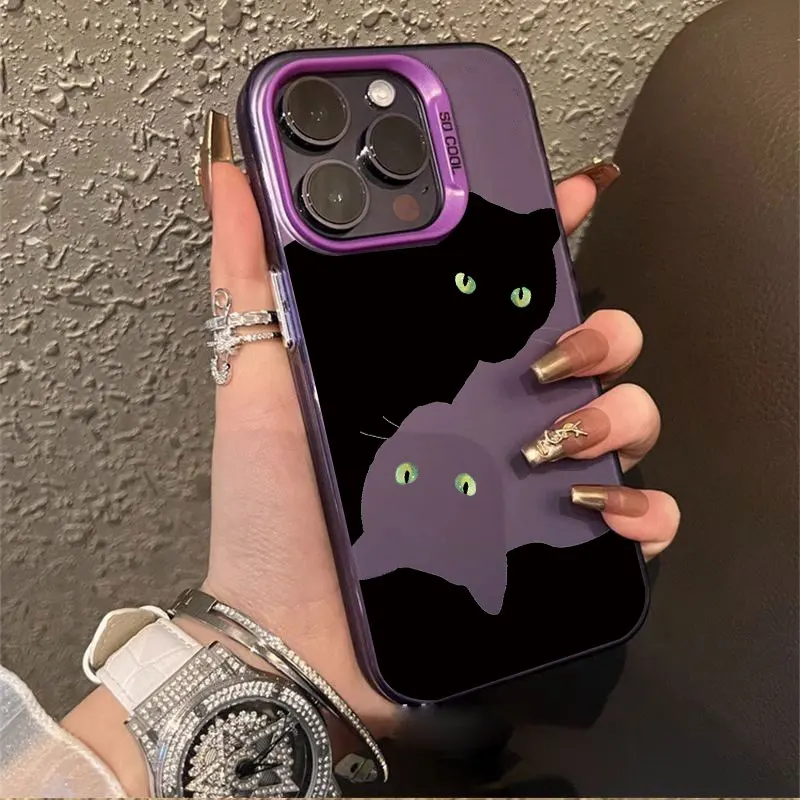 Charming Black Cat Shockproof Phone Case - Cute Cartoon Design