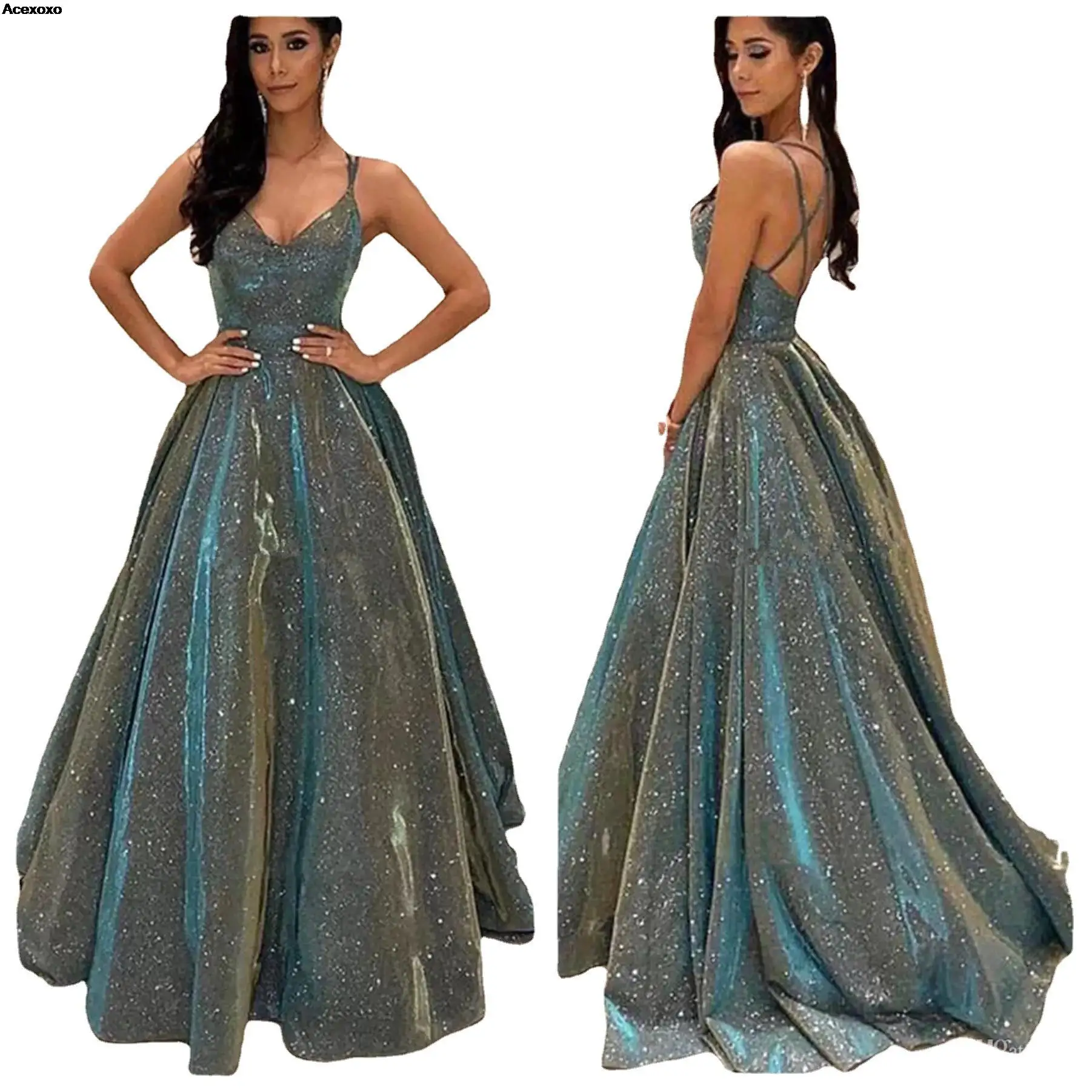 

A new, shiny, long, strapless evening gown for 2023