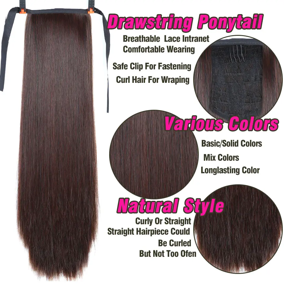 Synthetic ponytail Synthetic Pony Tail Hair Wigundle False Hair Tail Ponytail Straight Clip Hairpiece Hairpins Extensions For Women