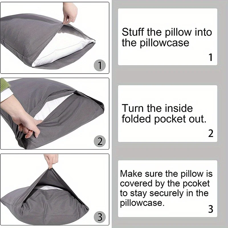 1pc 100% Cotton brushed Color block Pillowcases , Super Soft and Cozy, Wrinkle, Fade, Stain Resistant with Envelope Closure 2