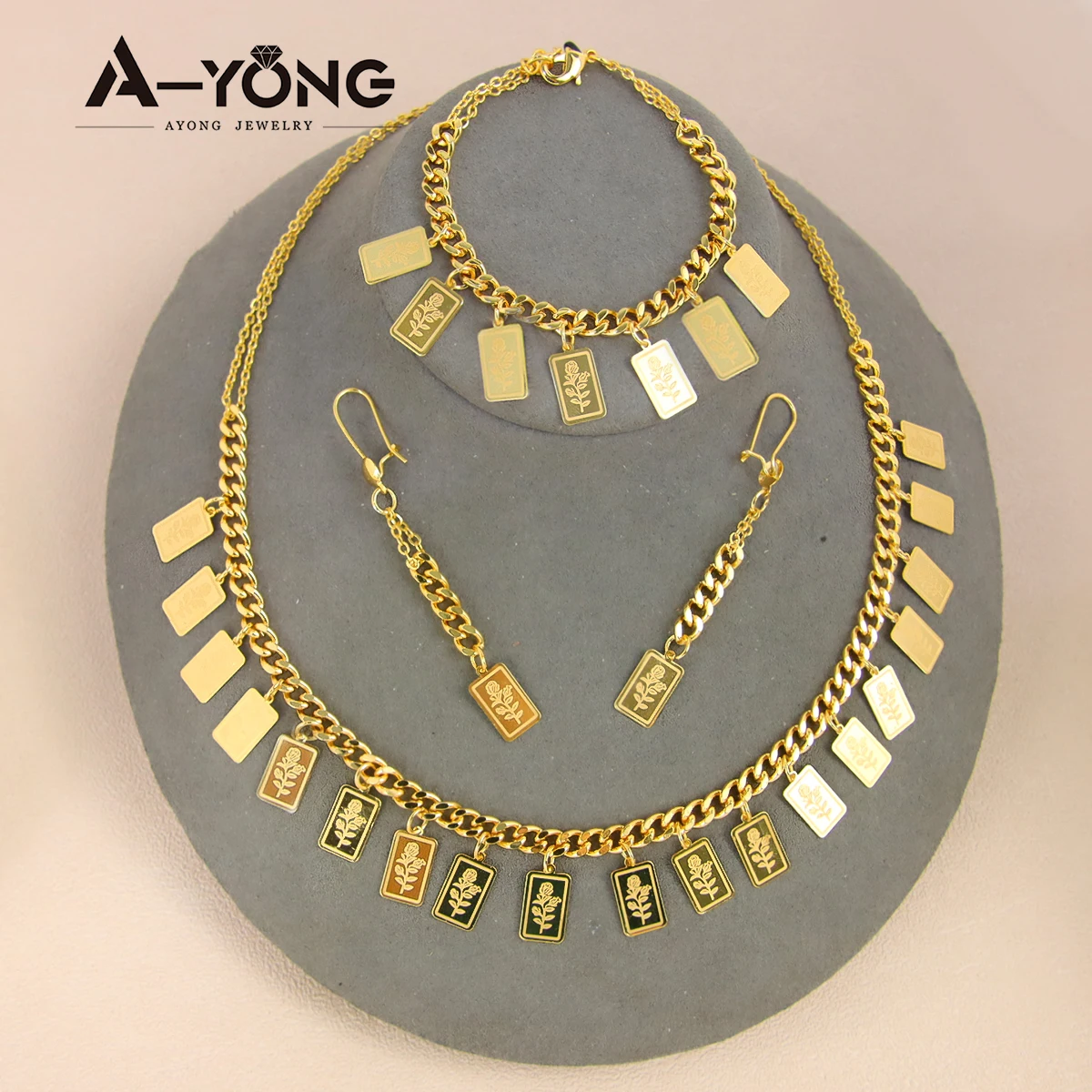 

AYONG Arab Bridal Wedding Necklace Set 21k Gold Plated Turkish Middle East Dubai Ethiopian African Women Vintage Jewelry Sets