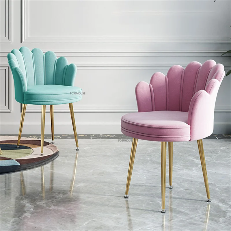Nordic velvet Living Room Chairs for Living Room Furniture Light Luxury Simplicity Home Cute Girl Makeup Dressing Backrest Chair