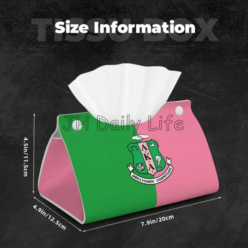 AKA Sorority Gifts Print Facial Tissue Box Cover Rectangular 1908 Pink Green PU Leather Tissue Box Holder for Home Office Car 4