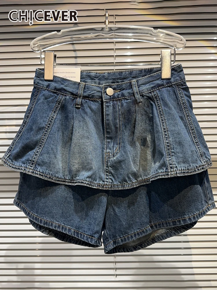 FRIFUL Women's Casual Washed Ruffled Hem Denim Shorts, Summer Women Plus Clothing | ChicGrl