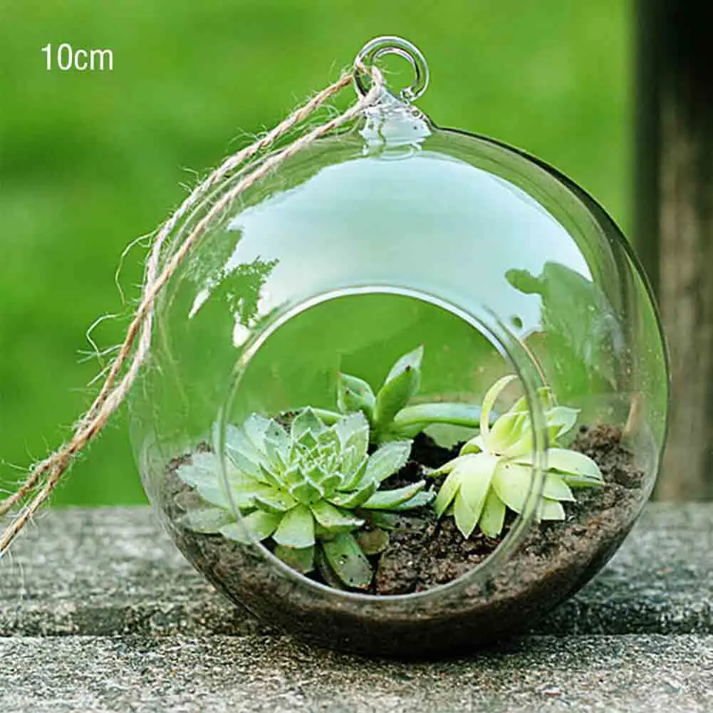 Hanging Glass Ball Garden Home Decoration Flat Bottom Flower Indoor Ornament Party Plant Pots Tealights Terrarium 2
