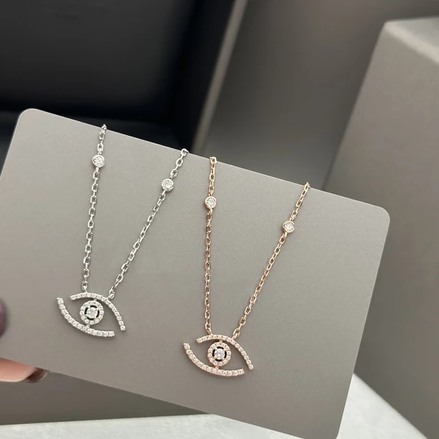 눈부신 럭셔리: 스털링 실버 럭키 아이 다이아몬드 목걸이