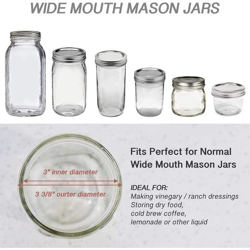 A15F-10 Pcs Canning Lids For Mason Jar Wide Mouth, Split-Type Lids Leak Proof And Secure Can Jar Caps,Silver