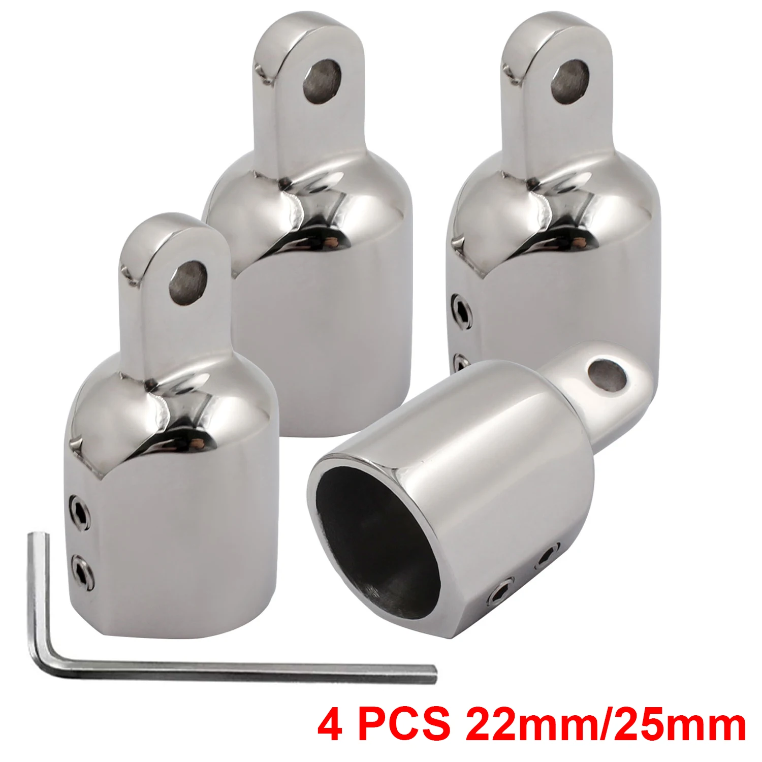 4 Pack 22mm/25mm Heavy Duty Bimini Top Cap Eye End Fitting Stainless Steel 316 Marine Hardware Boat External Eye End g99f 20 22 25 30 32mm 316 stainless steel fitting boat bimini top hinged with 2 screws jaw slide easy install marine hardware