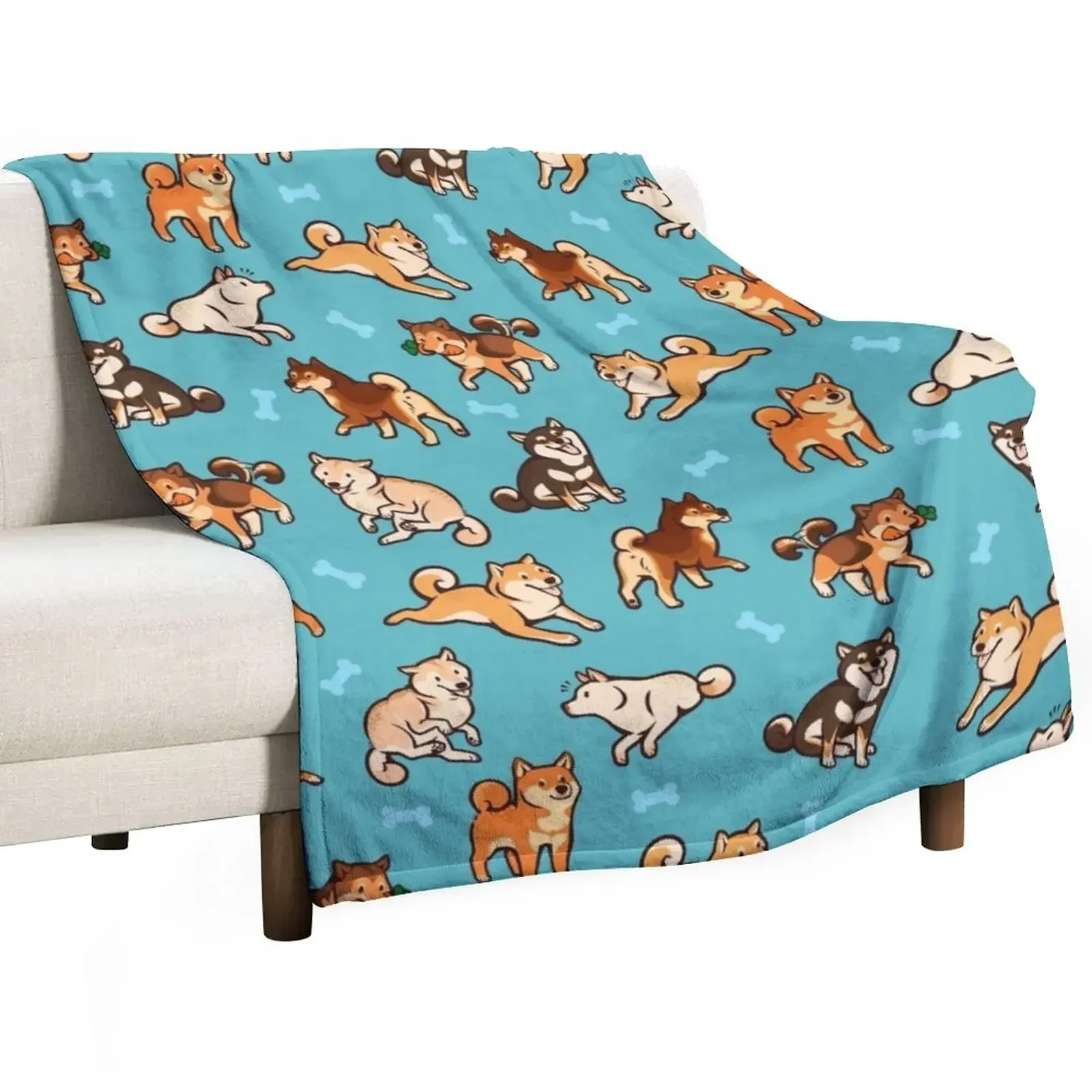 

shibes in blue Throw Blanket Summer Beddings Large fluffy Decoratives Blankets