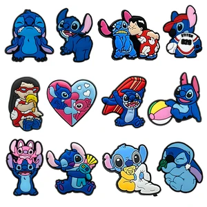 1-13pcs Disney Stitch PVC Shoe Charms Cute Cartoon Shoes Decoration Accessories for Clogs Sandals Buckle kid X-mas Party Gifts