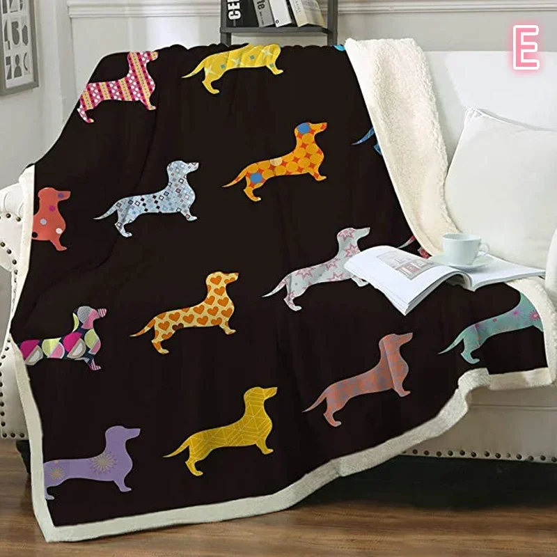 Puppy Dog Blanket Dachshund Dog Printed Blanket Fleece Blanket Flannel Sleep Comfort Super Soft Sofa Blanket 6
