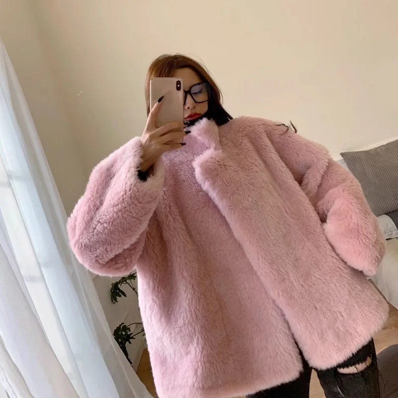 

Women's Grained Shearling Loose Fur Coat Winter Fashion New Style