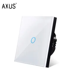 Elegant Touch Switch with LED Backlight - Tempered Glass Panel Wall Light Switch (1/2/3 Gang) (White touch one)