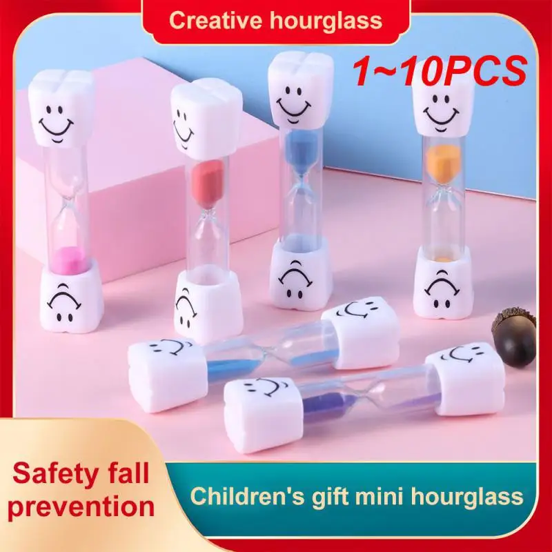 

1~10PCS Minute Smiling Face Tooth Brushing Hourglass Creative Sand Clock Toothbrush Timer Desktop Ornament For Children Kids