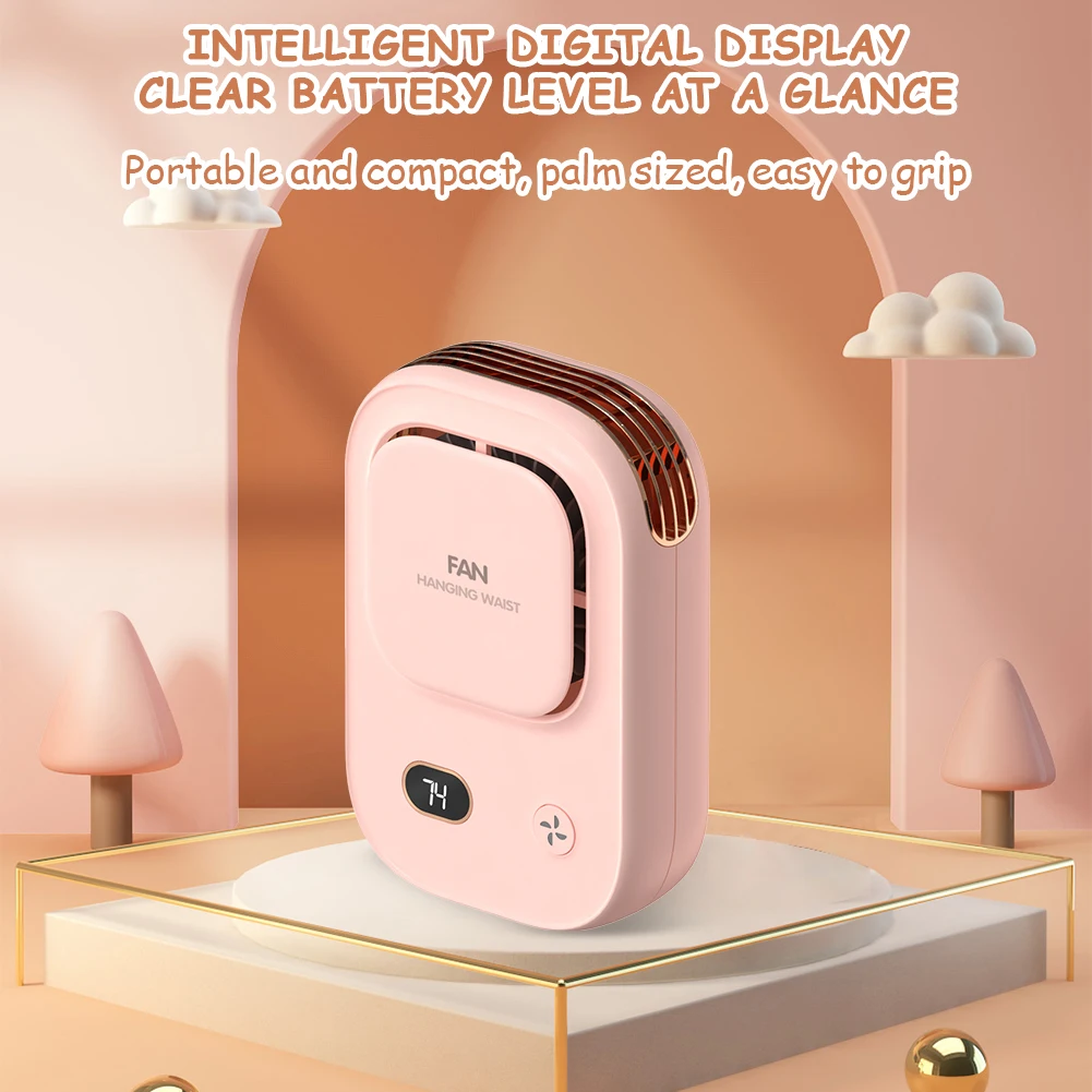 휴대용 허리 클립 선풍기 웨어러블 벨트 선풍기, 2000mAh 배터리 구동 충전식 바디 선풍기, 야외 작업 농장 하이킹 캠핑용