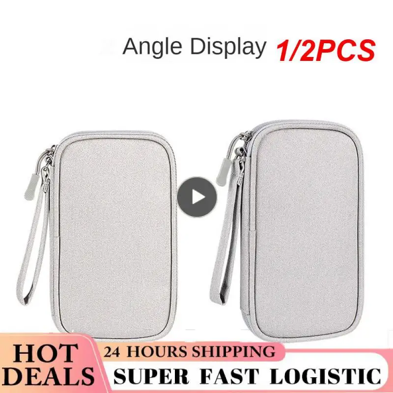 

1/2PCS 4 Colors Data Cable Storage Bag Easy To Store Portable Digital Accessories Storage Bag Large Capacity Easy To Take