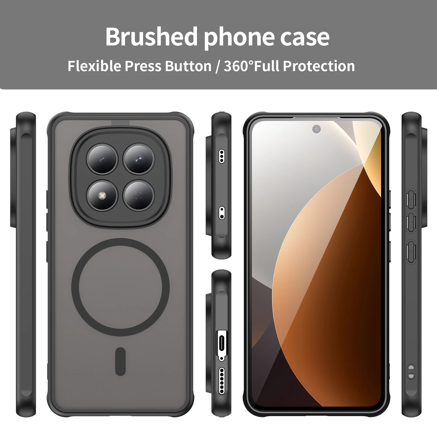 Frosted Shield Shockproof Case with Magnetic Wireless Charging Capability