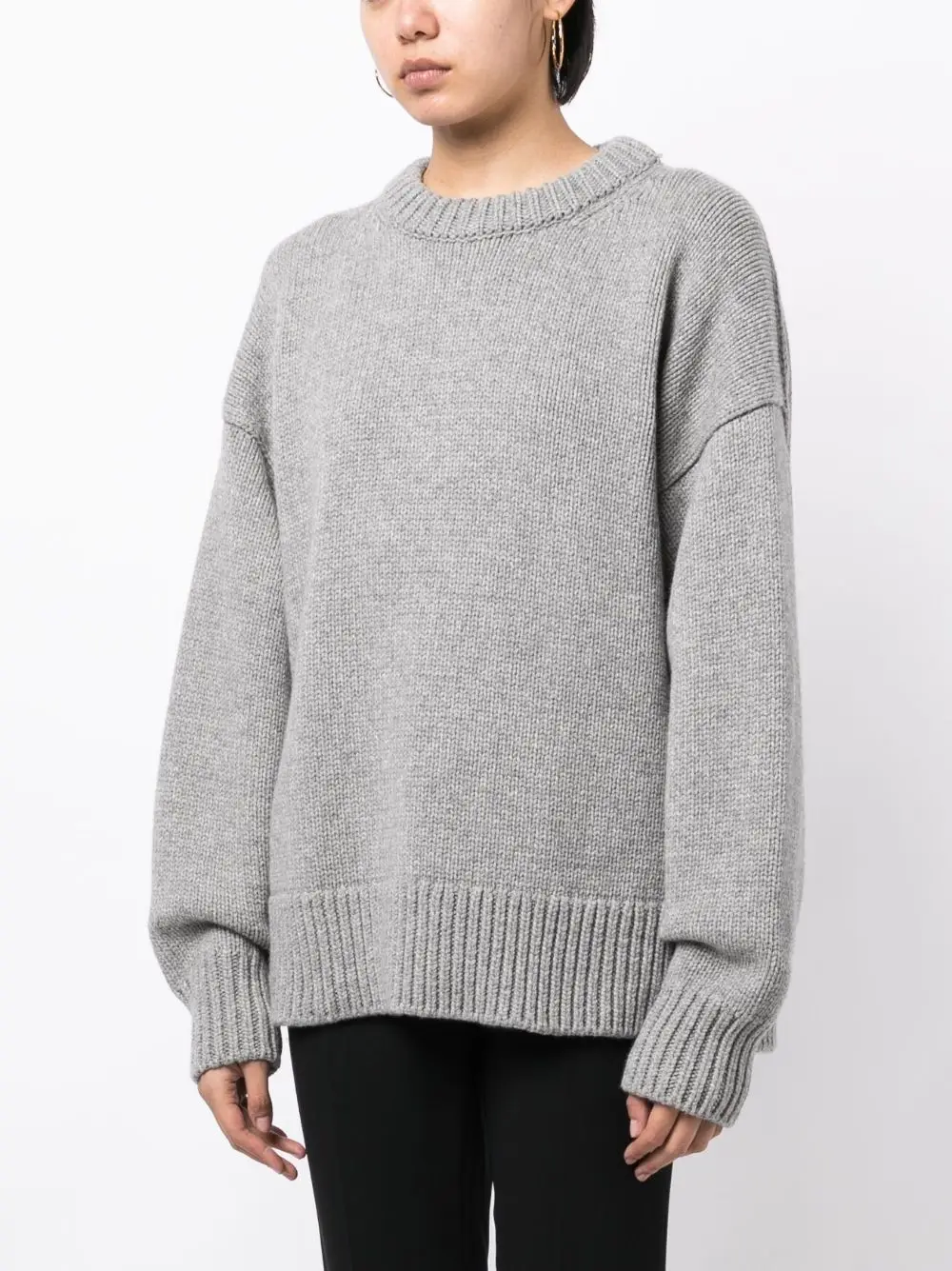 drop-shoulder crewneck jumper women new wool blend warm thick oversized sweater women autumn winter 4