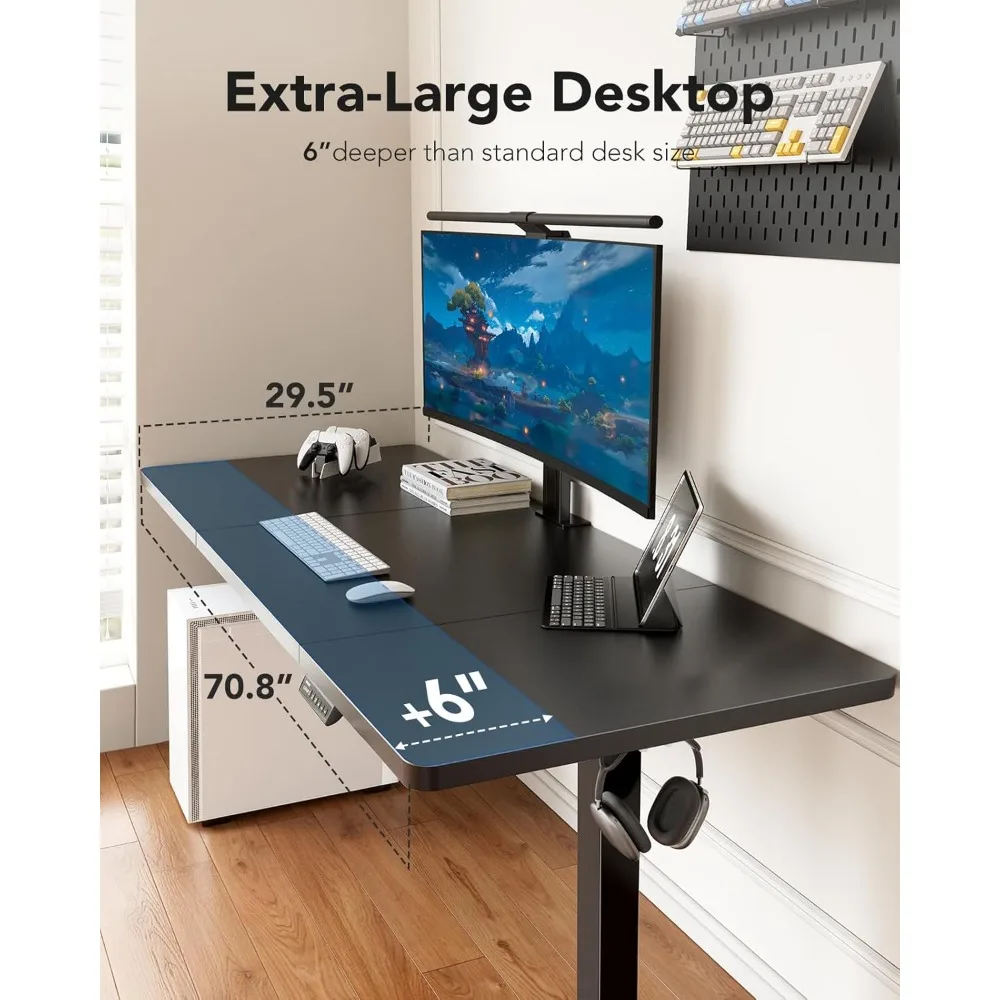 71 x 30 inch Standing Desk Top 25mm Thickness, Powerful Brushless Motor Large Height Adjustable Table, 4 Memory Preset Sit Stan 4