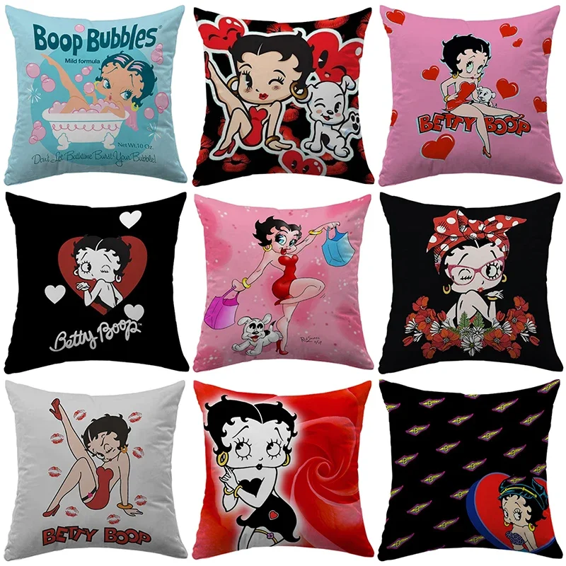 

Decorative Cushion Cover with Bettys Boops Pattern Luxury Pillowcases 50x50 Home Decor Short Plush Dakimakura for Sofa Bed Gifts