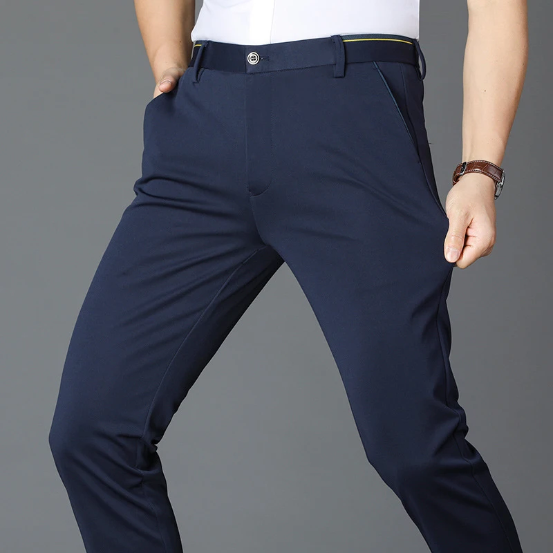 

2023 New Arrival Men Clothes Men's Stretch Casual Pants Business Fashion Solid Color Cotton Trousers Male Brand Pants
