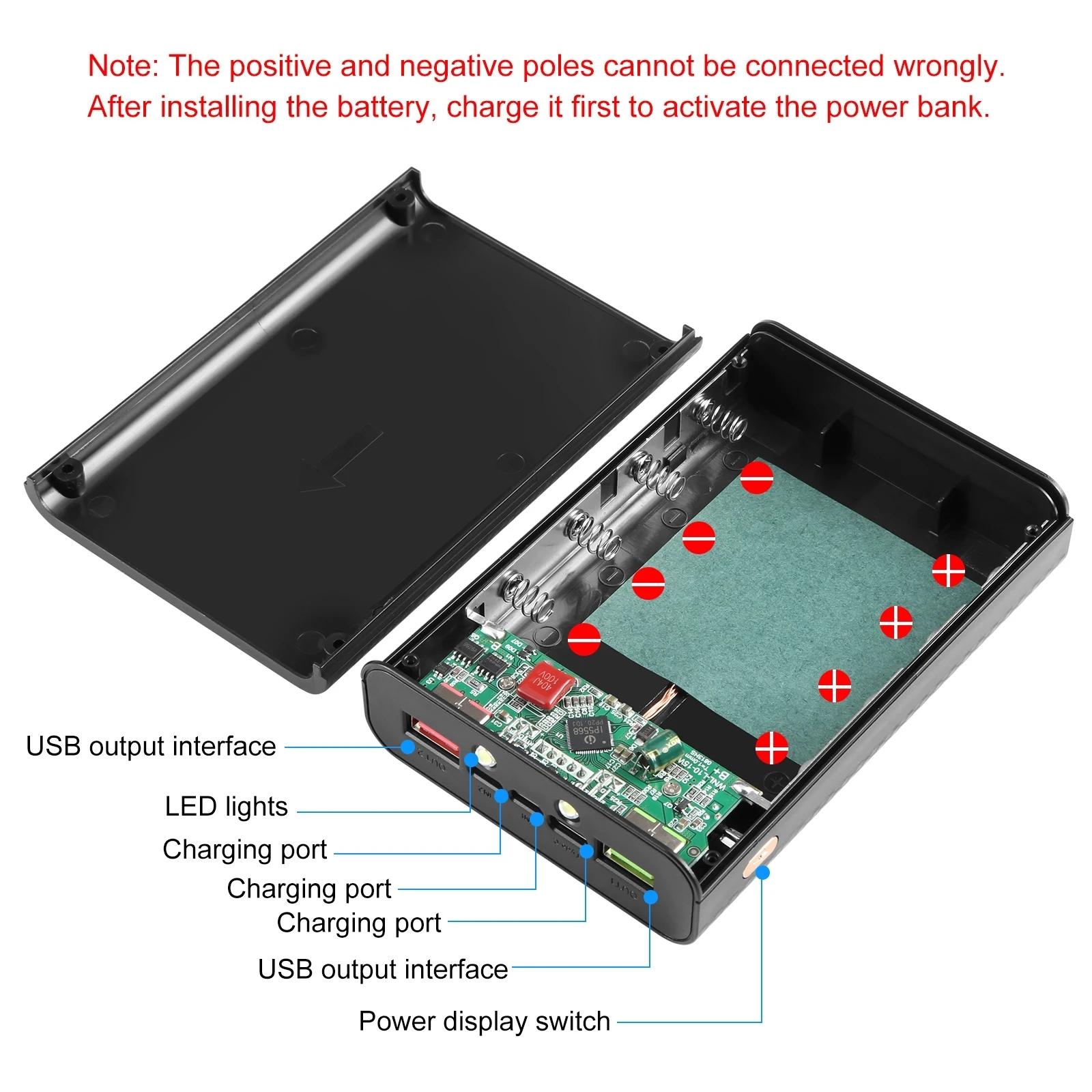 HAWEEL DIY 4 x 21700 Battery 22.5W Fast Charge 15W Wireless Charging Power Bank Box Case Display Not Include Batter