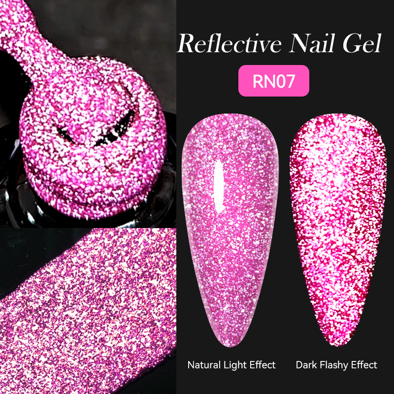 LILYCUTE 7ML Bright Pink Fluorescent Sparkling Gel Nail Polish Neon Seies Colorful Shinning Glitter Manicure Nail Art UV Gel